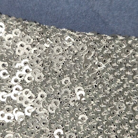 Y2K Almatrichi Blue Cold Shoulder Blouse Sequin Neckline Women’s Size S - Picture 8 of 13